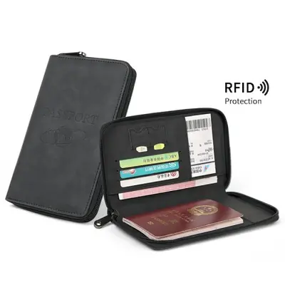 Image de Porte-passeport RFID léger avec fermeture éclair