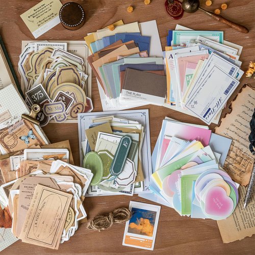Image of Vintage Notes Collection: 100-Piece Retro Memo Pads for Scrapbooking, Journaling, and Creative Crafting