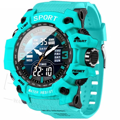 Image of Premium Men's and Women's Tactical Sports Watch with Large Dial, Waterproof Design, Illuminated Display, Timer, and Alarm Clock