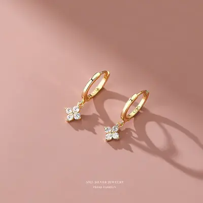 Image de Boucles d'oreilles Feuille en Argent 925 - Élégance Naturelle