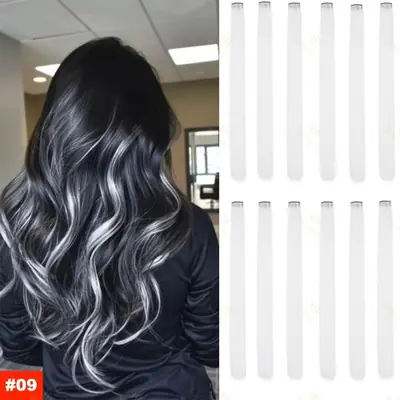 Image de Extensions Cheveux Synthétiques à Clip - 22 Pouces, 18 Couleurs
