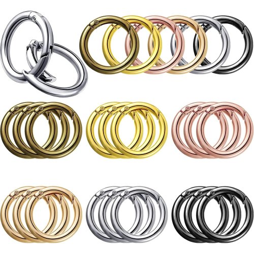 Image of Premium Stainless Steel O-Ring Keychain Clips with Spring Buckles – 5-Pack for DIY Jewelry, Bags, and Outdoor Gear