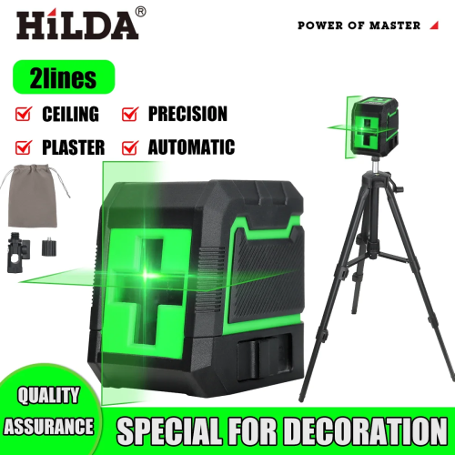 Image of Hilda 2-Line Self-Leveling Laser Level with Horizontal and Vertical Cross Green Beam for Precision Measuring and Alignment