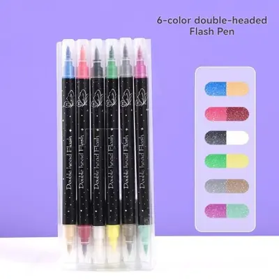 Image de Surligneurs Pailletés 12 Couleurs - Double Tête & Métallique
