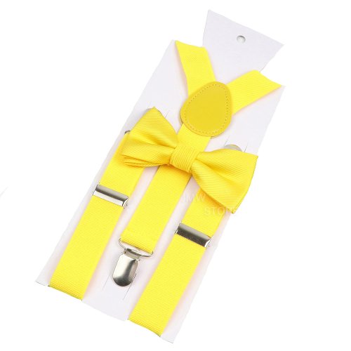 Afbeelding van Stijlvolle Bruine Leren Bretels met Bowtie Set