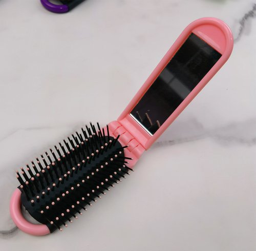 Image de Brosse à Cheveux Pliante Portable avec Miroir