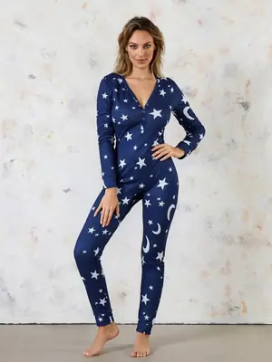 Image de Pyjama Imprimé Étoile - Combinaison Sexy & Respirante