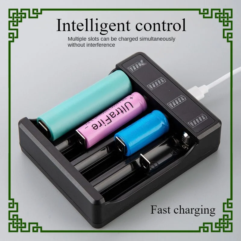 Afbeelding van Universele Smart Oplaadbare Lithiumbatterijlader met LED-Indicatiekabel voor 3,7V 18650, 16650 en 14500 Batterijen