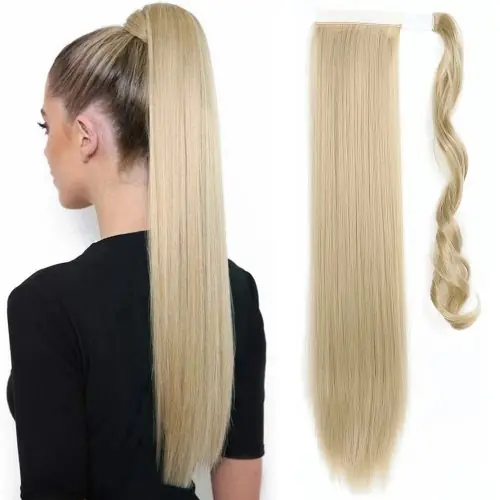 Image de Extensions de Cheveux Synthétiques Longs - Clip-In Facile à Poser