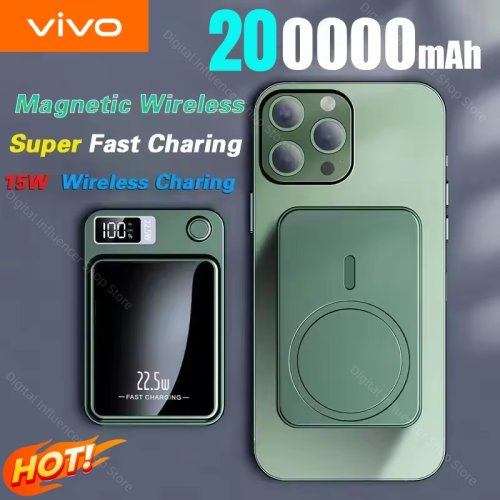 Image of 200000mAh Wireless Magnetic Power Bank with 22.5W Fast Charging – Universal External Battery Charger for Huawei, Samsung, iPhone and All Smartphones