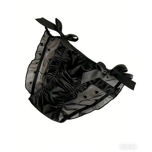 Image of 2024 New Arrival Real Photo Satin Ruffle Panties – Cute Kawaii Underwear Briefs in M, L, XL with Elegant Palace Design