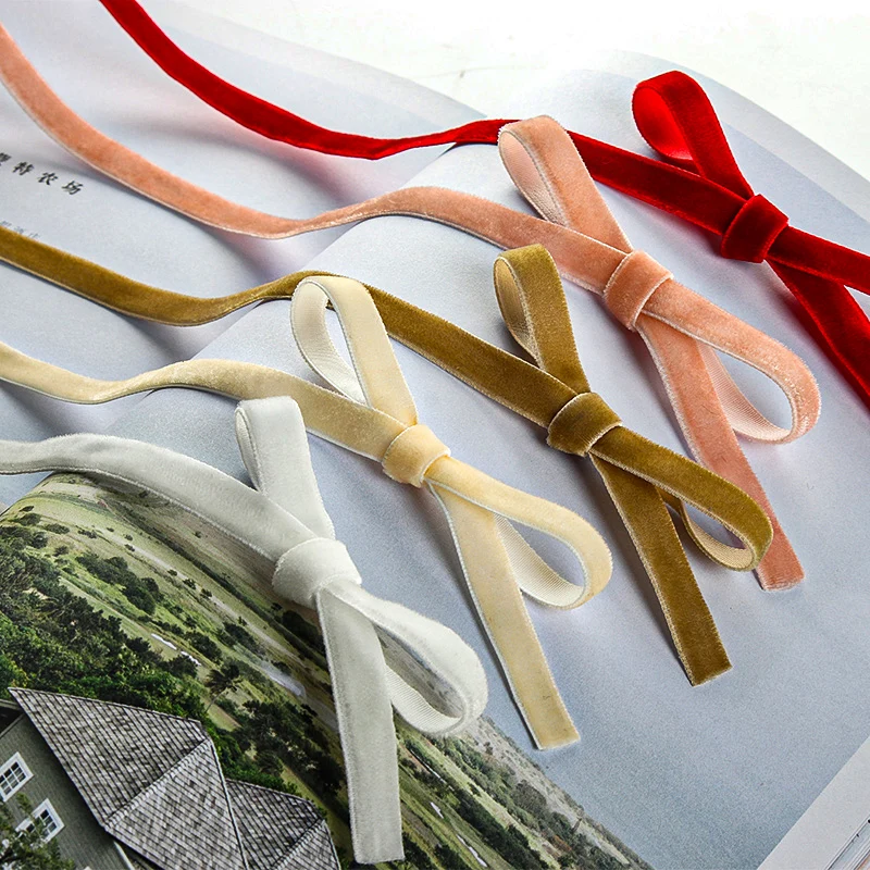 Imagen de Cinta de terciopelo de 50 yardas y 10mm de ancho, decoración para fiesta de boda, cinta hecha a mano, envoltura de regalo, lazo para el pelo, accesorios de ropa DIY