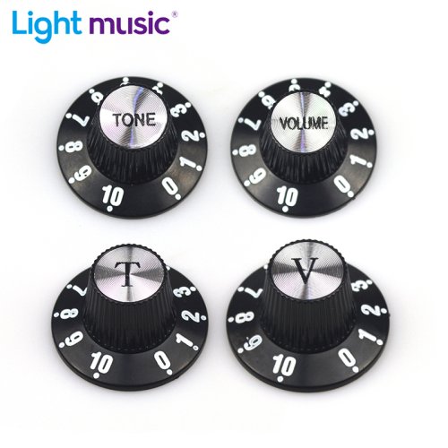 Image of 4-Pack Silver Aluminum Guitar Knobs – Top Hat Bell Style Volume and Tone Control for Gibson Les Paul, SG, and Other Electric Guitars