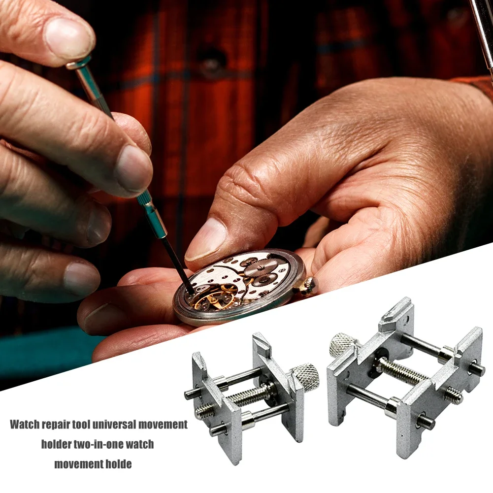 Bild von 2er Set Multifunktionale Universal-Uhrenbewegungshalter mit Fester Basis – 2-in-1 Uhrenfall-Clamp und Reparaturwerkzeug für Uhrmacher
