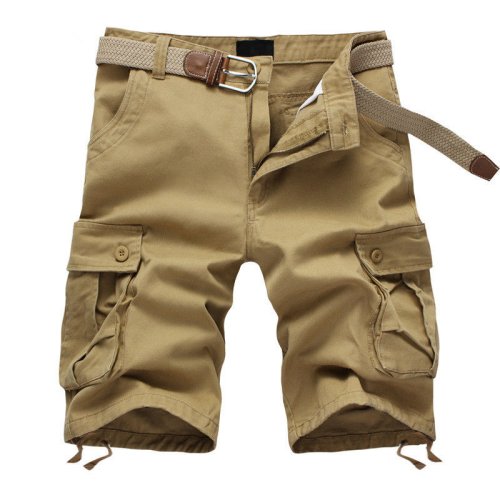 Imagen de Pantalones Cortos Militares Holgados para Hombre con Múltiples Bolsillos, Shorts Tácticos de Algodón Caqui, Tallas 29 a 44, Sin Cinturón, Ideal para Verano 2025