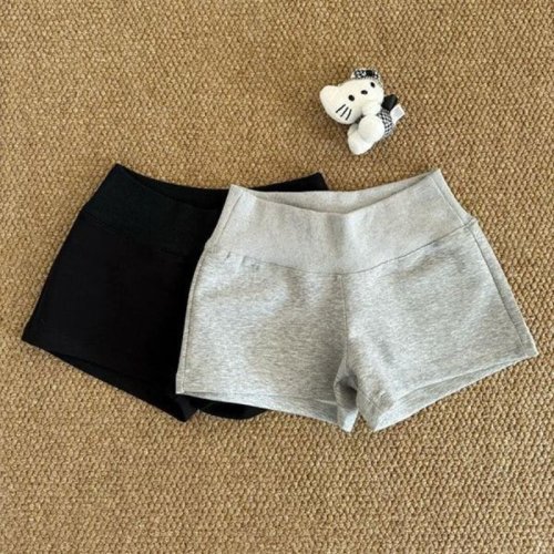 Zdjęcie Szare damskie szorty streetwear z niskim stanem – modne jortsy w stylu Y2K i grunge na lato 2026, dopasowane, codzienne krótkie spodenki