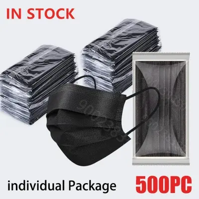 Image de Masque Facial Noir Anti-Poussière - 3 Couches - Protection Optimale
