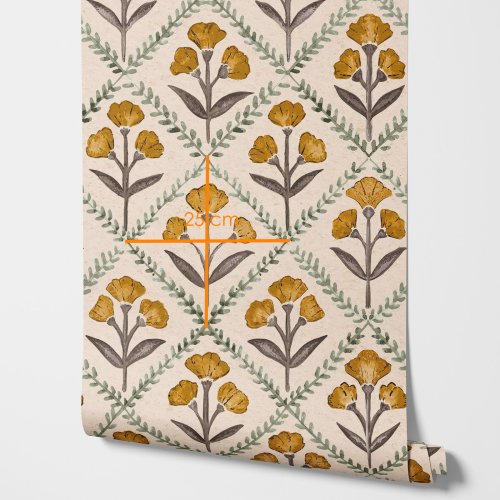 Imagen de Papel Tapiz Floral Amarillo con Flores Grandes