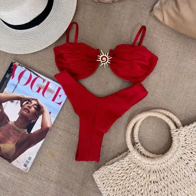 Image de Maillot de Bain Sexy Fendu Taille Haute Sans Bretelles