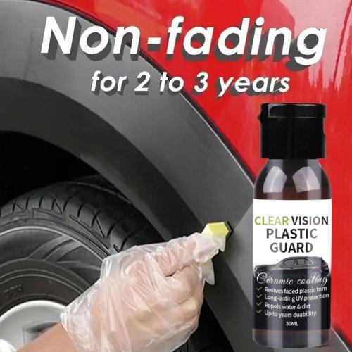 Imagen de Restaurador de plástico para coche, revestimiento cerámico de 2-3 años, protección duradera, reparación, blanqueamiento, brillo negro, embellecedor de plástico y cuidado de goma P9