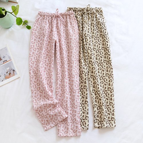 Imagen de Pantalones de Pijama de Algodón con Estampado de Leopardo