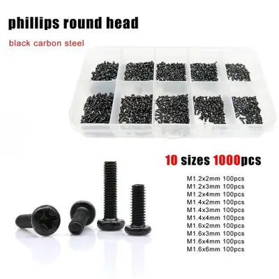 Image de Kit de 1000 Boulons Micro Phillips - Noir Acier Inoxydable