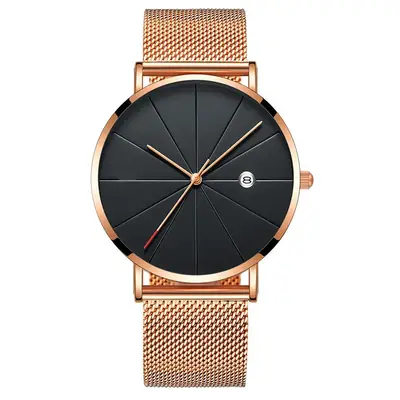 Image de Montre Homme Luxe Ultra Fine Or & Acier Inoxydable