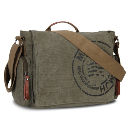 Imagen de Bolso de Mensajero para Hombre en Lona, Estilo Vintage y Moderno, Bolso de Hombro para Negocios y Viajes, Diseño Cruzado con Estampado de Alta Calidad