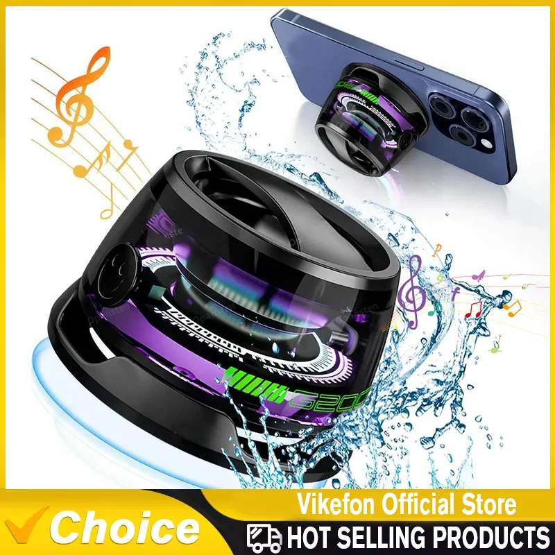 Afbeelding van Outdoor magnetische Bluetooth-luidspreker Draadloze draagbare mini-reisstereoluidspreker met RGB-kleurenlicht en telefoonhouder voor iOS