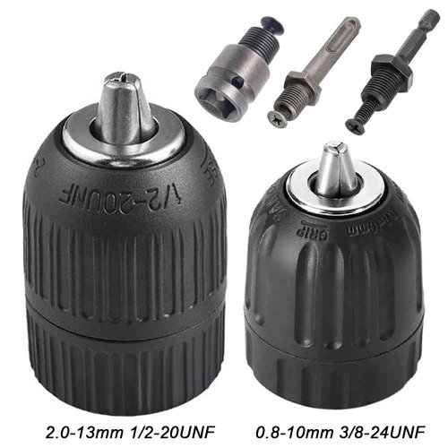 10 mm en 13 mm Snelspanboorhouder met 1/2 inch en 3/8 inch Zeskantschacht, SDS Plus Vierkante Snelgreepadapter voor Boorschroevendraaier en Stopcontacten