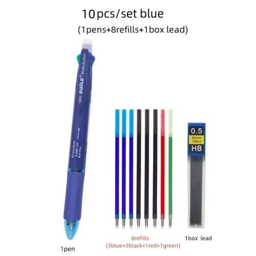 Imagen de Bolígrafo de Gel borrable Multicolor 5 en 1 con recambio de bolígrafo reemplazable de 4 colores, 1 l...