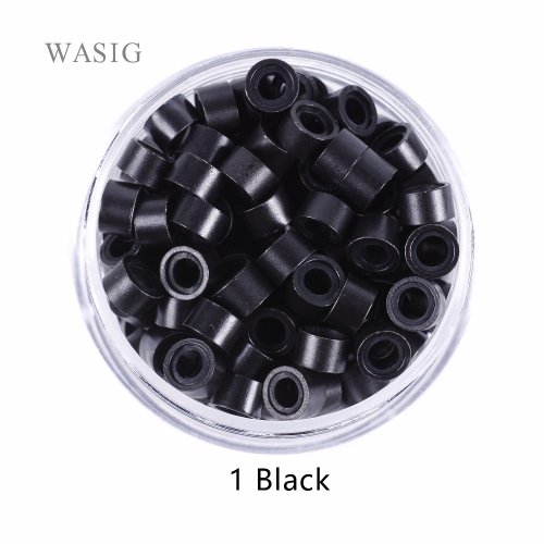 Immagine di Micro anelli rivestiti in silicone da 1000 pezzi 5 mm perline per strumenti di estensione dei capelli con punta I 9 colori opzionali