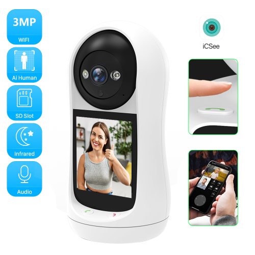 Image of 4MP 2K PTZ WiFi Security Camera with Dual 8-Inch IPS Screen, Baby Cry Detection, Two-Way Audio, and Night Vision – Smart Baby Monitor & Home Surveillance System