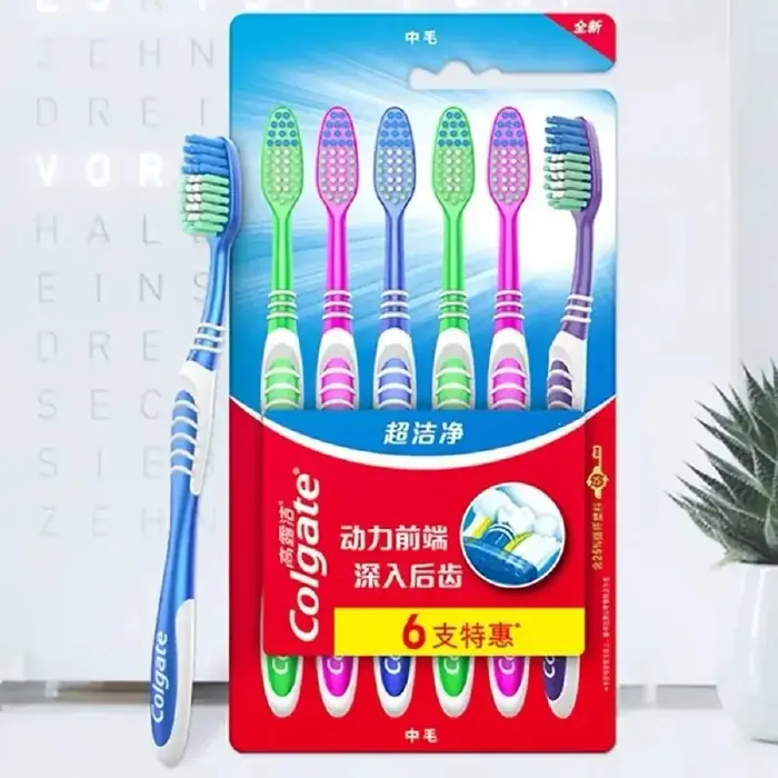 Image de Pack de 6 Brosses à Dents Souple & Moyen - Familial & Voyage