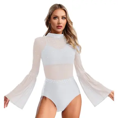 Image de Justaucorps Élégant avec Strass pour Danse et Gymnastique Rythmique
