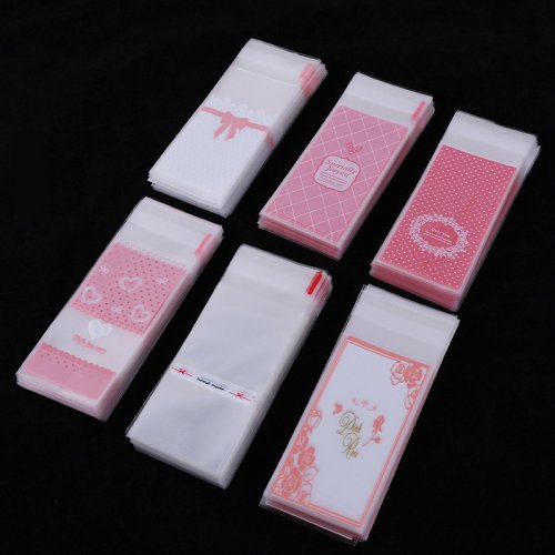 Image of 100-Piece Assorted Size Plastic Self-Adhesive Gift Bags for Cookies, Cupcakes, Candy, Lipstick & DIY Crafts – Clear OPP Packaging with Sealable Design