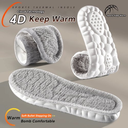 Imagen de Plantillas de felpa suaves y cálidas para hombre y mujer, almohadillas térmicas gruesas para zapatos, insertos deportivos autocalentados, 1 par