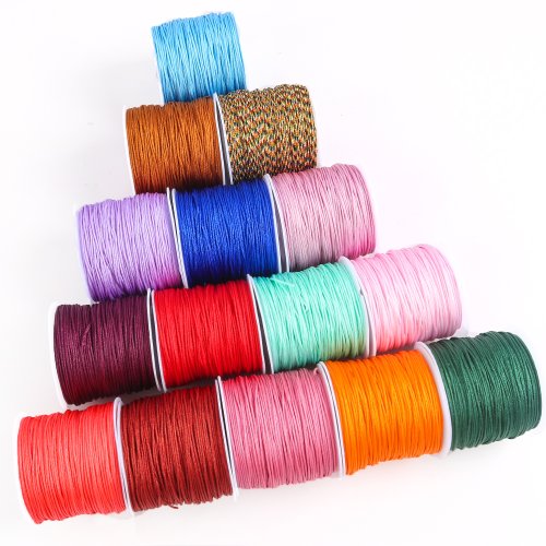 Afbeelding van Natuurlijk Macramé Koord van Katoen-Nylon Mix – 40 Meter Rol van 0,8 mm voor DIY Sieraden, Gevlochten Armbanden en Creatieve Knutselprojecten