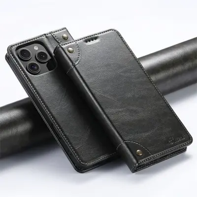 Image de Coque pour iPhone Anti-Choc en Cuir Magnétique - Protection Ultra-Résistante