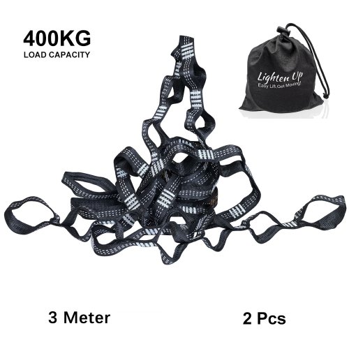 Image of Premium 2-Pack Hammock Tree Straps with Buckles – 300cm Heavy-Duty Rope Belt for Outdoor Camping, Yoga & Aerial Hammocks (400kg Load Capacity)