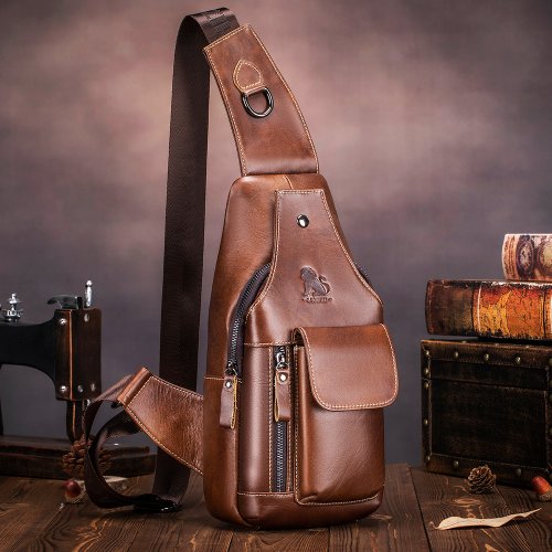 Image de Sac Bandoulière Homme Cuir Rétro - Grande Capacité