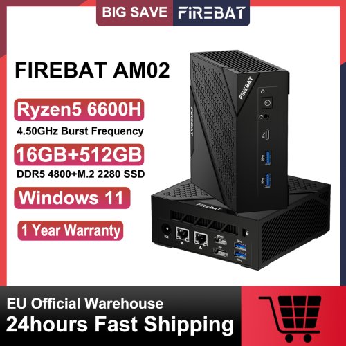 Image de Firebat Mini PC AMD Ryzen 5 6600H - Puissant & Compact