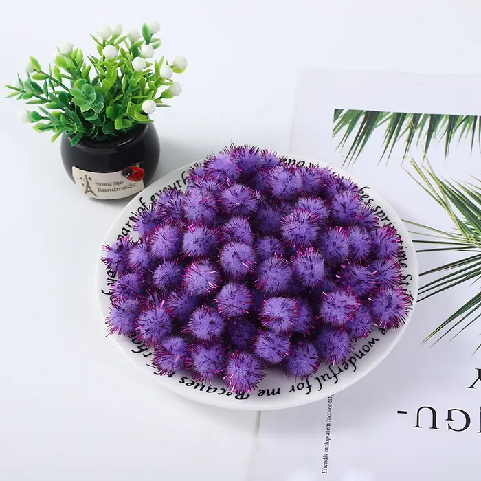 Image de Pompons Pailletés Multicolores - 100 pcs