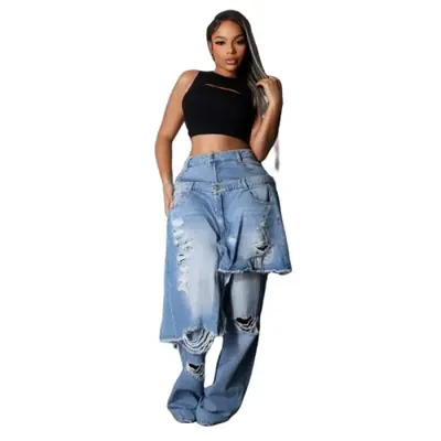Image de Jeans Déchirés Femme Taille Haute - Style Rétro Sexy