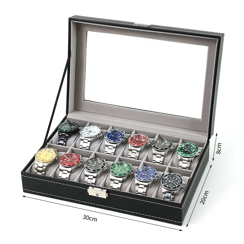 Image of Premium PU Leather Watch Storage Box with 2 to 12 Grids – Elegant Organizer Case for Men & Women, Ideal for Displaying and Storing Watches and Jewelry as a Perfect Gift