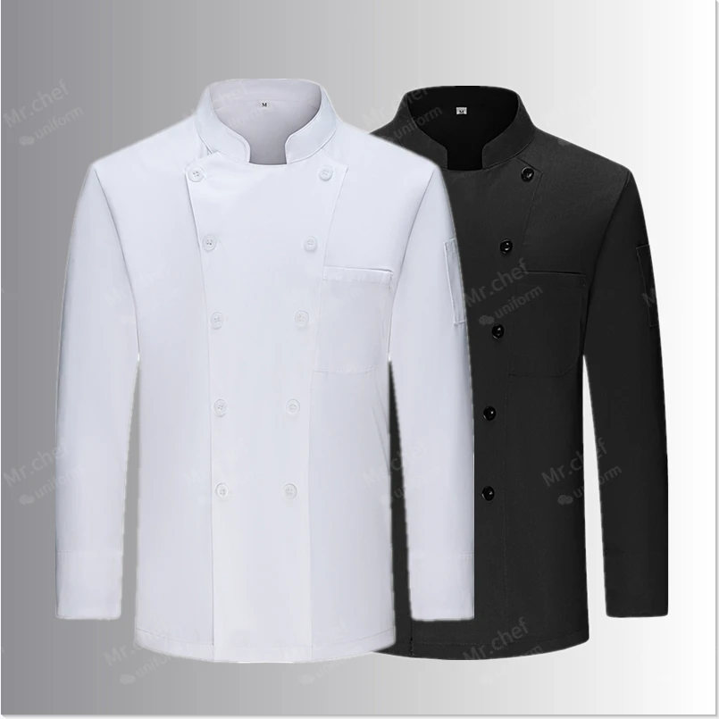 Afbeelding van Witte Koksjas met Lange Mouwen - Ademende Chef-kok Uniform voor Restaurant, Hotel en Bakkerij