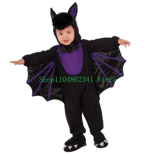 Image of Adorable Bat Wings Halloween Costume with Devil Hat – Complete Dress-Up Outfit for Kids Boys and Girls