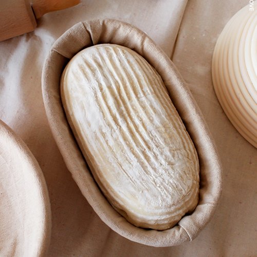Image of Natural Oval Rattan Bread Proofing Basket for Sourdough Fermentation – Handcrafted Wicker Banneton Dough Rising Basket with Liner for Artisan Bread Making