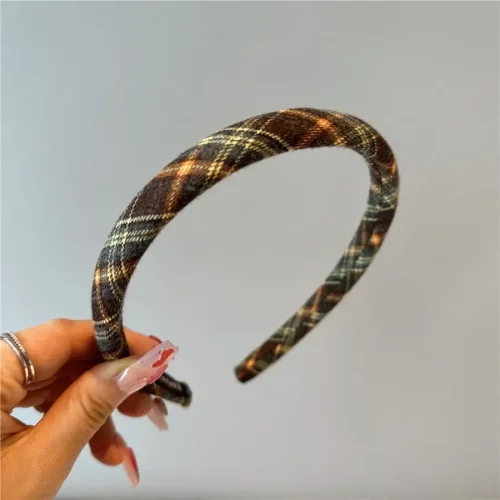 Bild von Elegantes kariertes Lünetten-Haarband für Frauen, koreanisches Retro-Stirnband, Mädchen, Vintage-Reifen für Urlaub, Party, Haarbänder, Zubehör