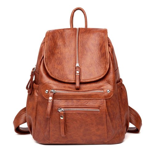 Imagen de Mochilas de cuero de alta calidad para mujer, bolso de hombro femenino Vintage, mochila de viaje para mujer, Mochilas escolares para niñas